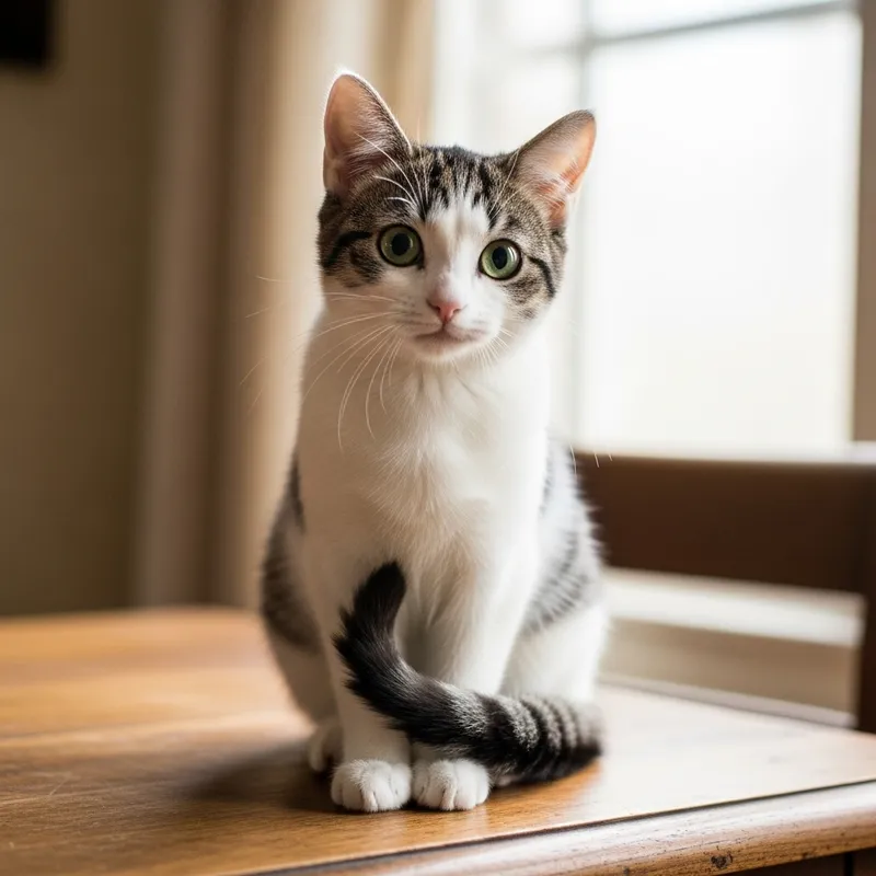 Adorable Cat with Striking Green Eyes