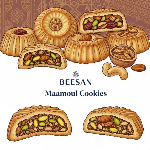 Exquisite Palestinian Maamoul Cookies Assorted with Dates & Nuts