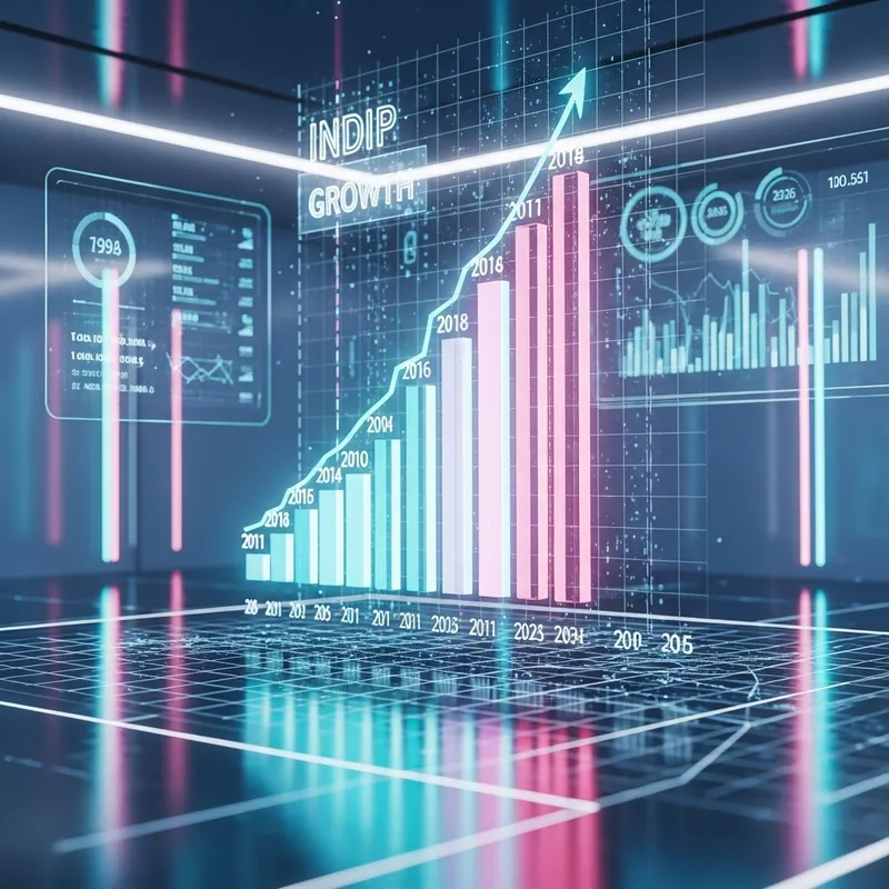 India's GDP Growth Projections Visualized in Futuristic Style