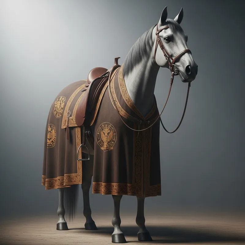 Majestic Horse in Ornate Robe | Rich Earthy Tones