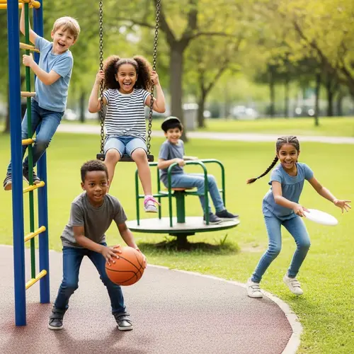 Diverse Children Playing in Sunlit Park