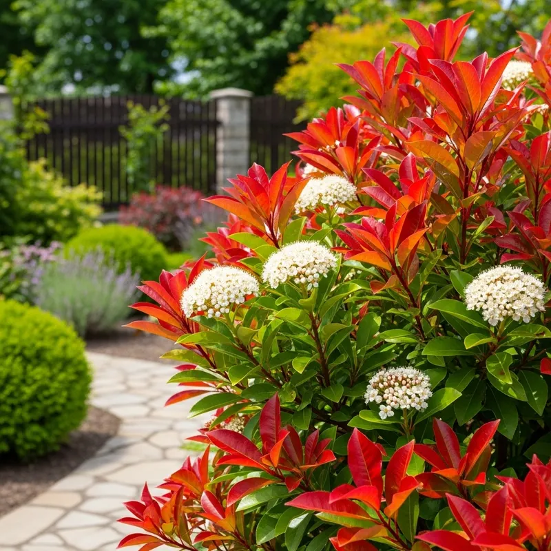 Photinia Evergreen Shrub in Winter
