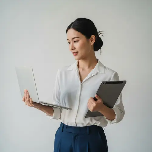 Confident Asian Woman with Laptop and Tablet | Tech Professional