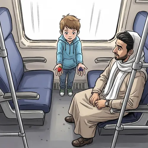 Heartwarming Moment: Boy Shares Strawberry and Blueberry with Man