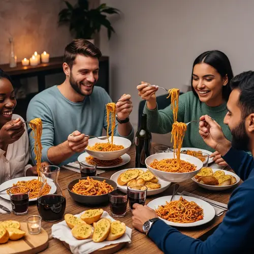 Dinner Among Friends: Enjoying Pasta Together