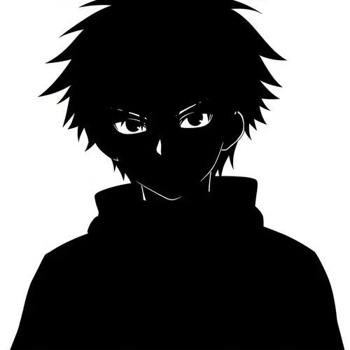 Anime-Style Character Silhouette | Black Silhouette Art