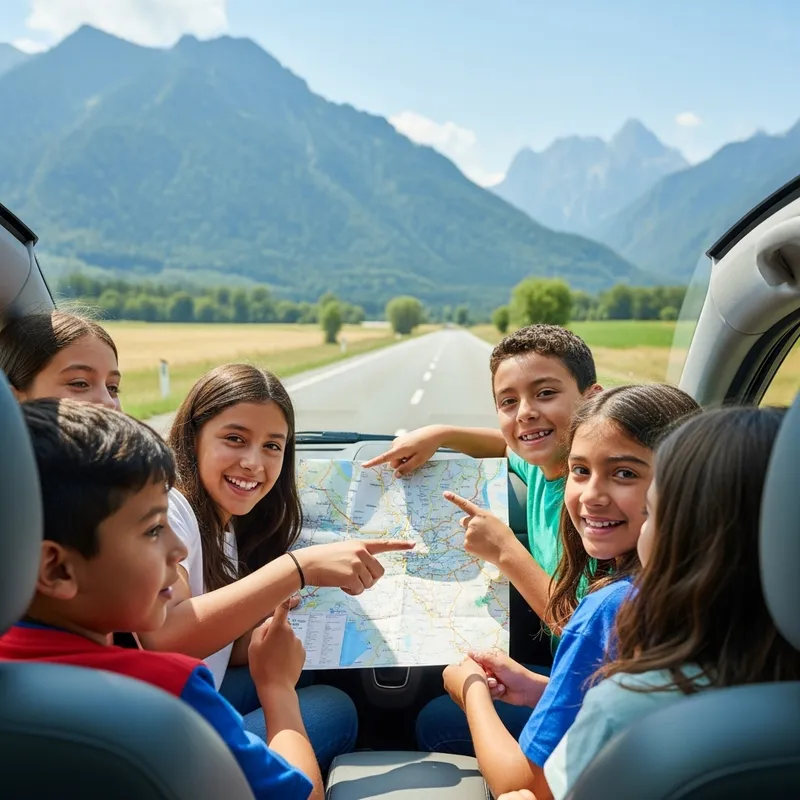 Brown Kids Enjoying Road Trip Adventure