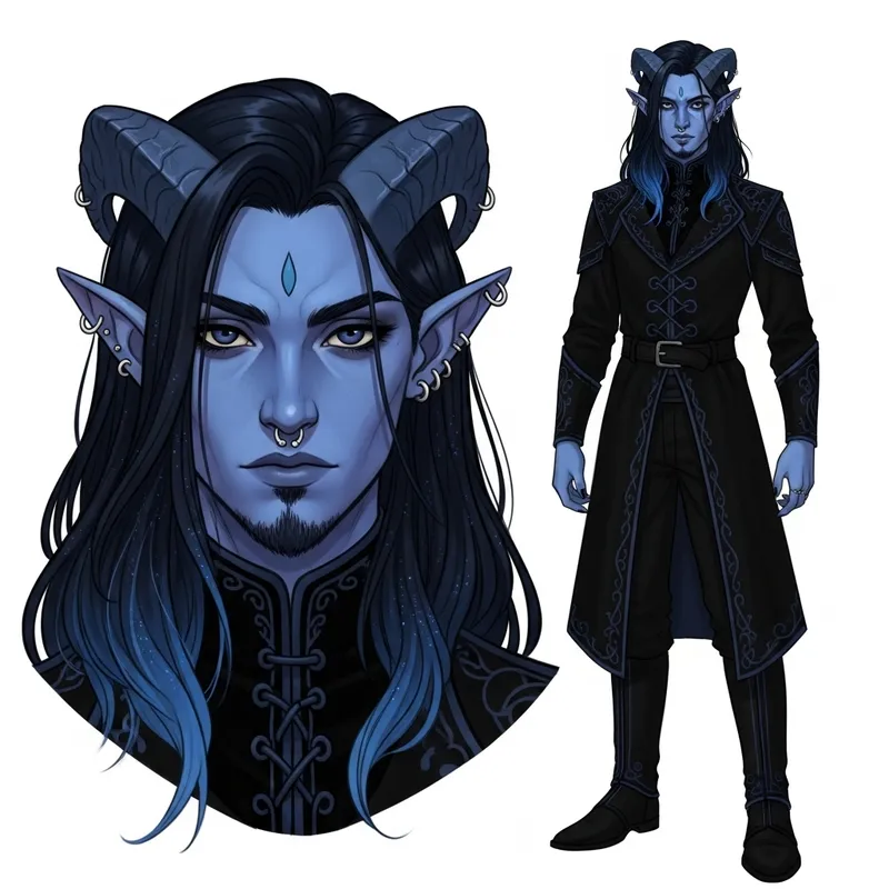 Enigmatic Tiefling Character Art | Supernatural D&D Design