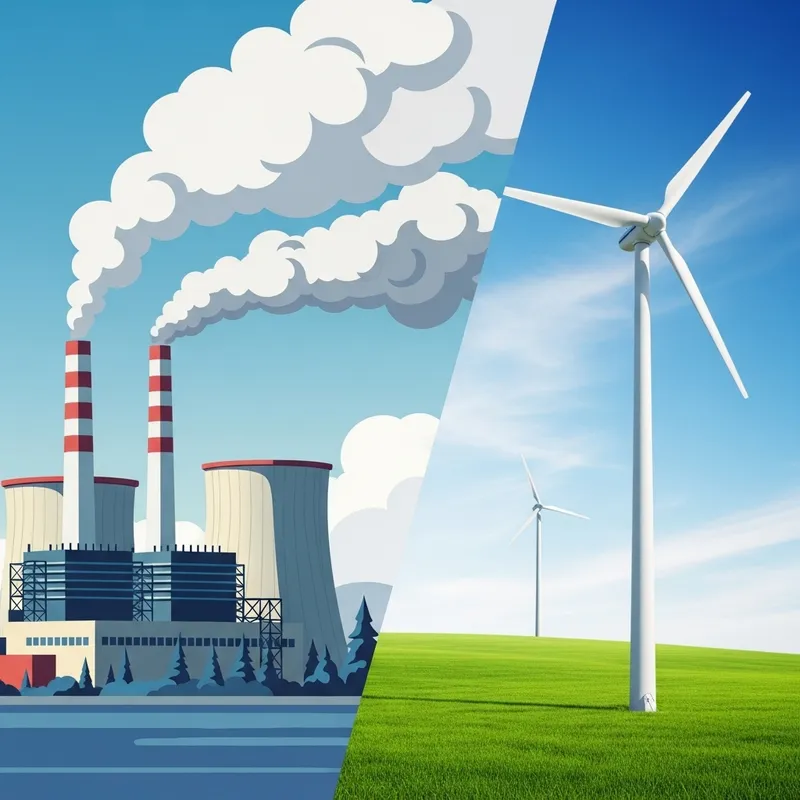 Traditional vs Renewable Energy: Power Plant vs Wind Turbine