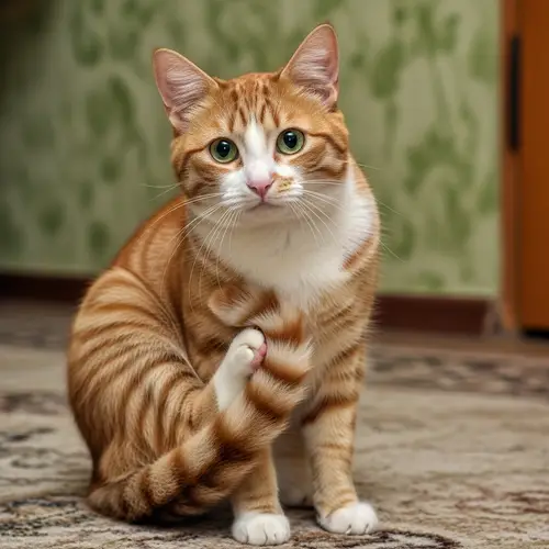Detailed Image of Striped Orange and White House Cat