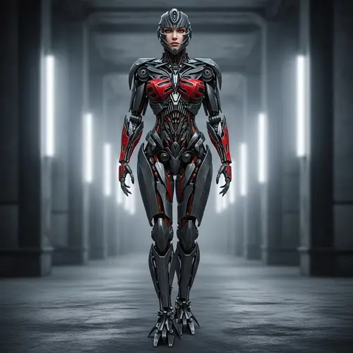 Tall Slender Feminine Android with Iron Body | Transformers Robot