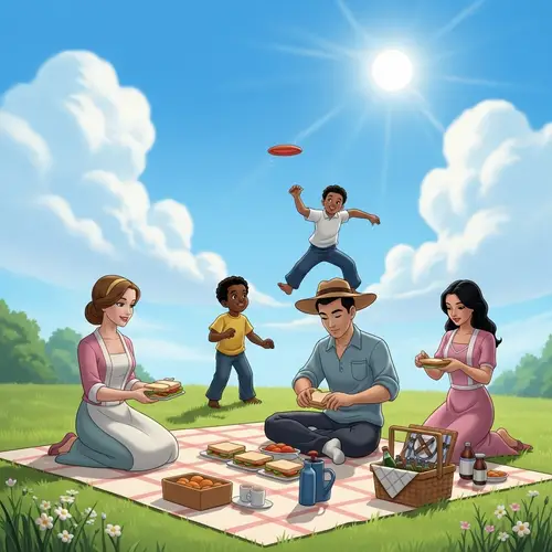 Harmonious Family Picnic: Springtime Joy Animated Scene