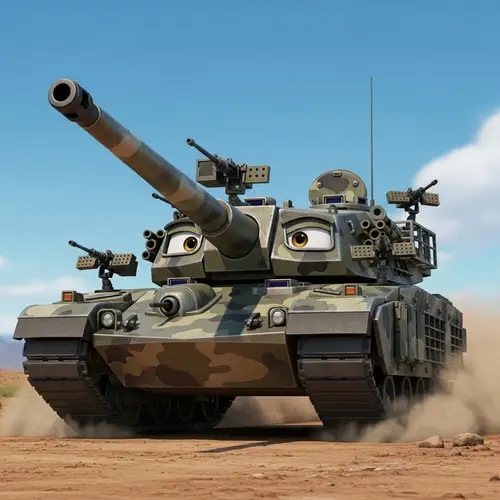 Animated Military Tank: Battle-Ready Car Universe Hero
