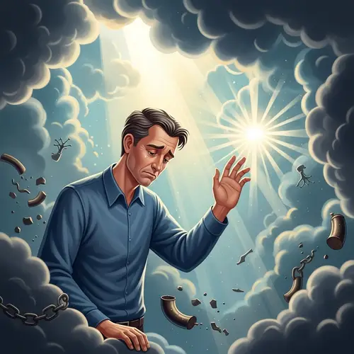 Former Sinner Embracing Salvation | Hope & Redemption Illustration