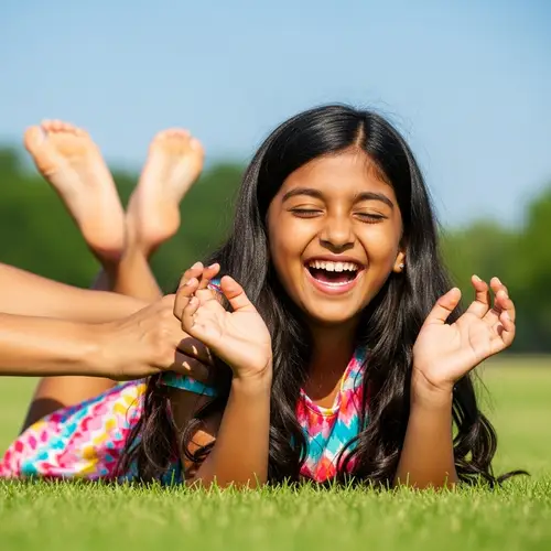 Joyful South Asian Girl Tickled | Brightly Colored Dress