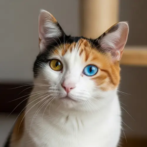 Mysterious Cat with Heterochromia: Amber and Blue-eyed Beauty