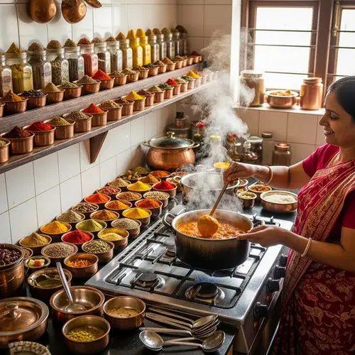 Vibrant Indian Kitchen: Spices, Curry, and Warmth