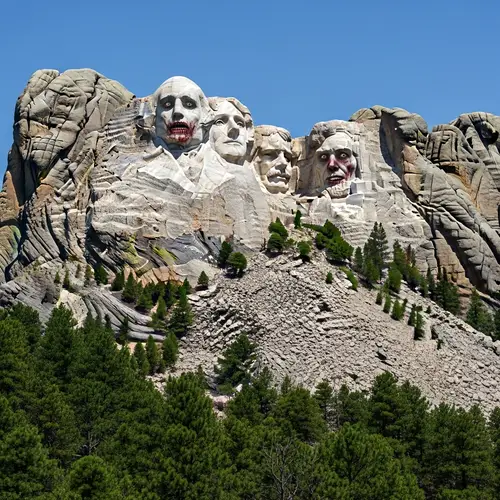 Zombie Mount Rushmore - Undead Presidents Monument Art