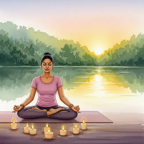 Tranquil Yoga Scene in Watercolor Painting