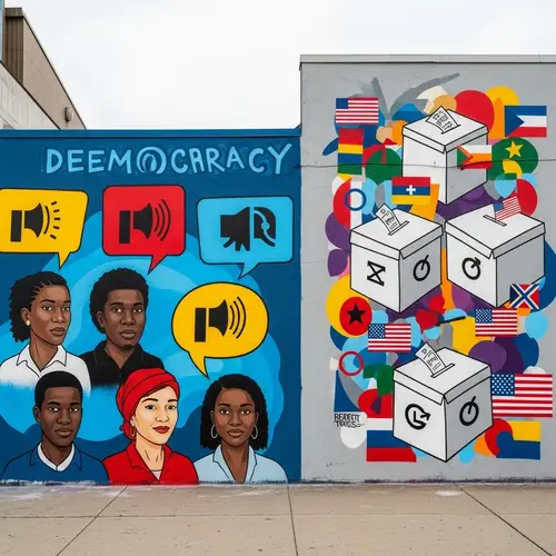 Democracy Street Art Mural: Voices of Unity and Diversity