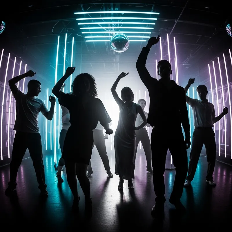 Energetic Futuristic Techno Club Silhouettes | Dynamic Dance Celebration