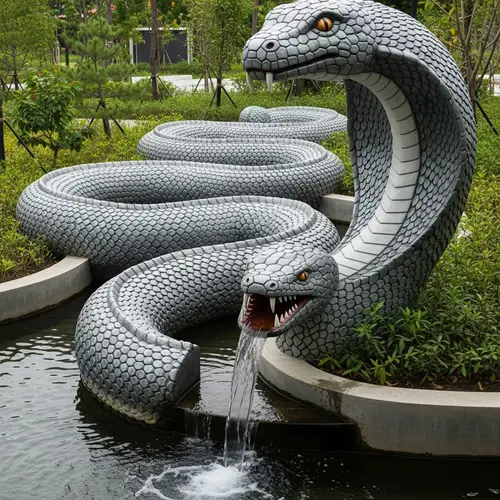 Snake-Shaped Water Inlet Tank with Detailed Scales & Serene Atmosphere