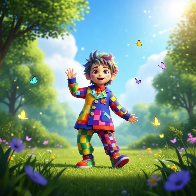 Vibrant Male Character in Sunny Park | Unique Boy Imagery