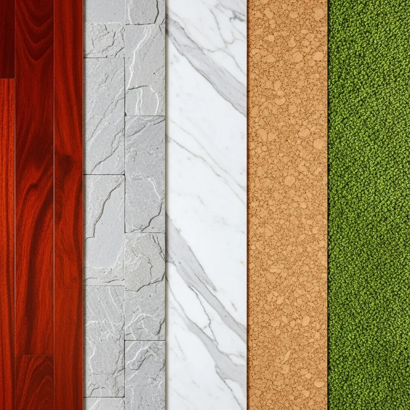 Floor Materials: Hardwood, Stone, Marble, Cork, Carpet - Visual Guide Floor Materials: Hardwood, Stone, Marble, Cork, Carpet - Visual Guide