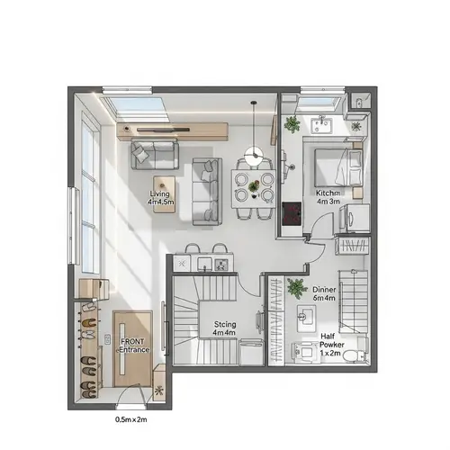 Modern Minimalist 4x20m Slim House Floor Plan