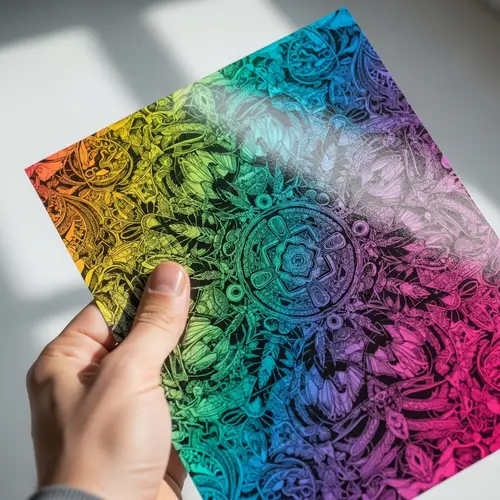 Vibrant Colors: Human Hand Grasping Glossy Paper