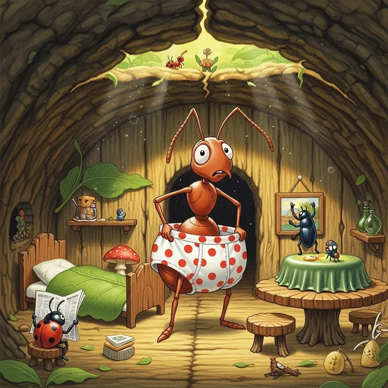 Cute Ant in Unique Underwear Illustration Cute Ant in Unique Underwear Illustration