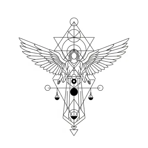 Geometric Archangel Tattoo Design