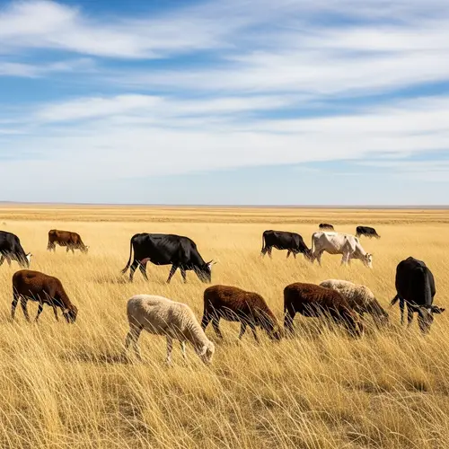 Arid Grassland Livestock Grazing | Serene Natural Scene