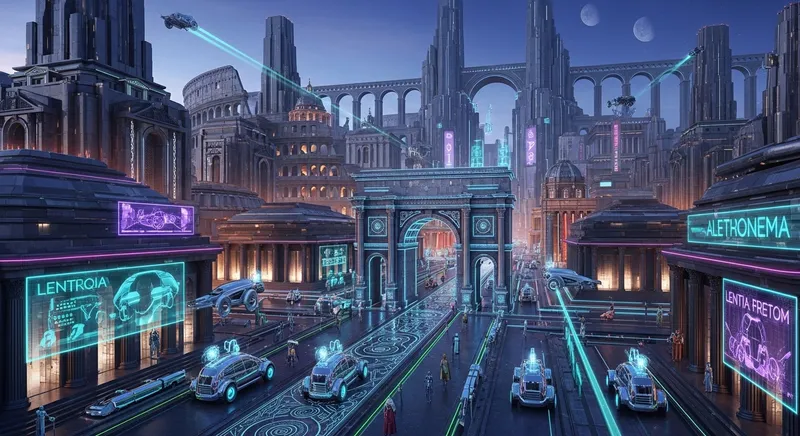 Futuristic Roman Cityscape: Modern Meets Ancient Wonders