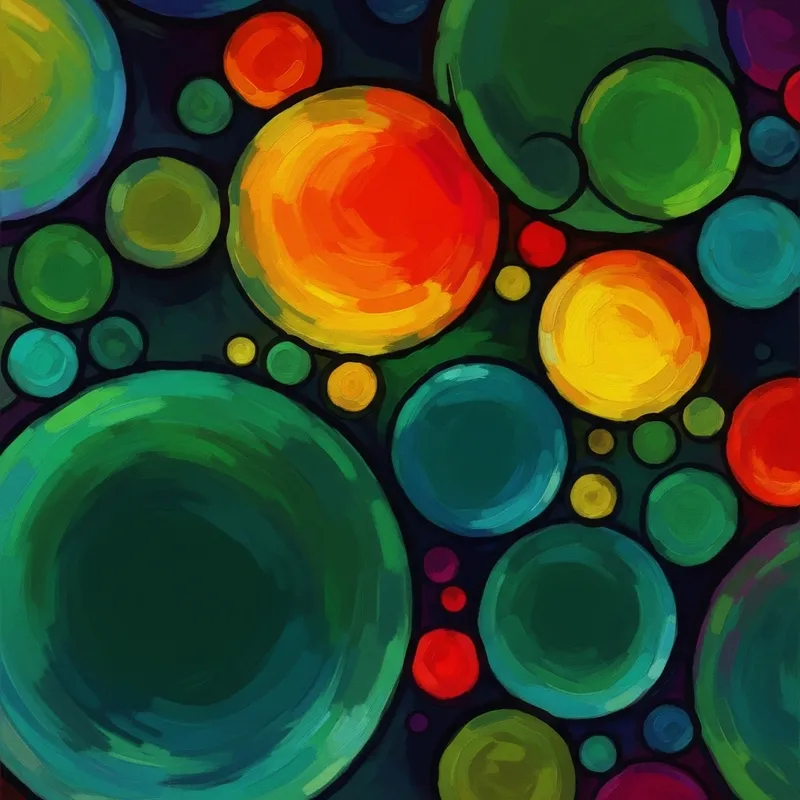 Dark Green Circular Textures: Inspired by Kandinsky