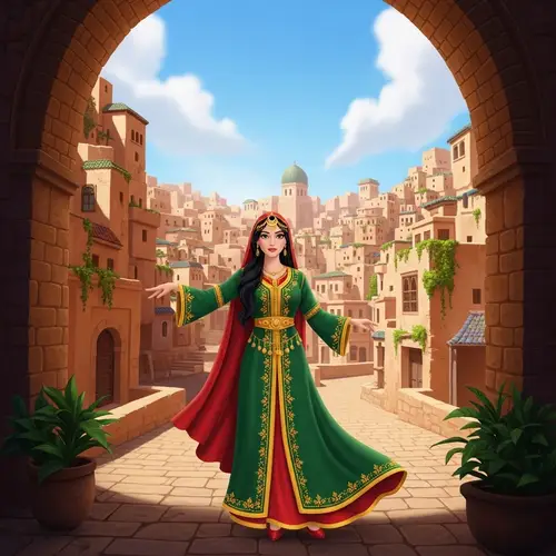 Algerian Princess in Vibrant Traditional Attire | Casbah of Algiers