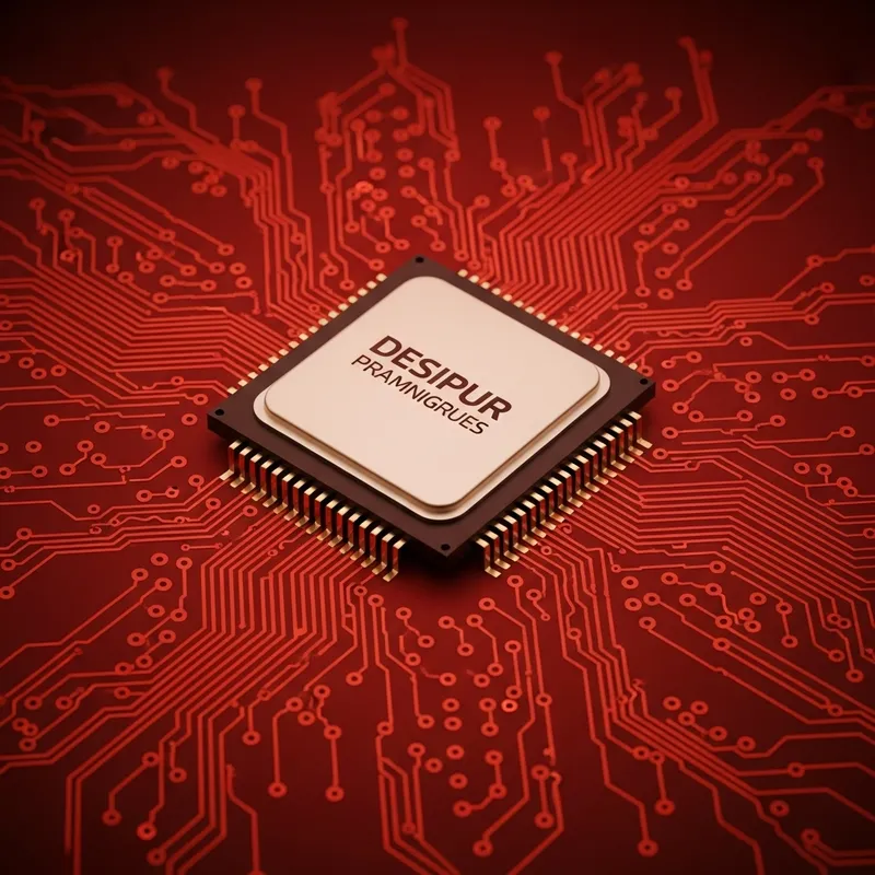 Detailed Red Electronic Circuit Illustration Detailed Red Electronic Circuit Illustration