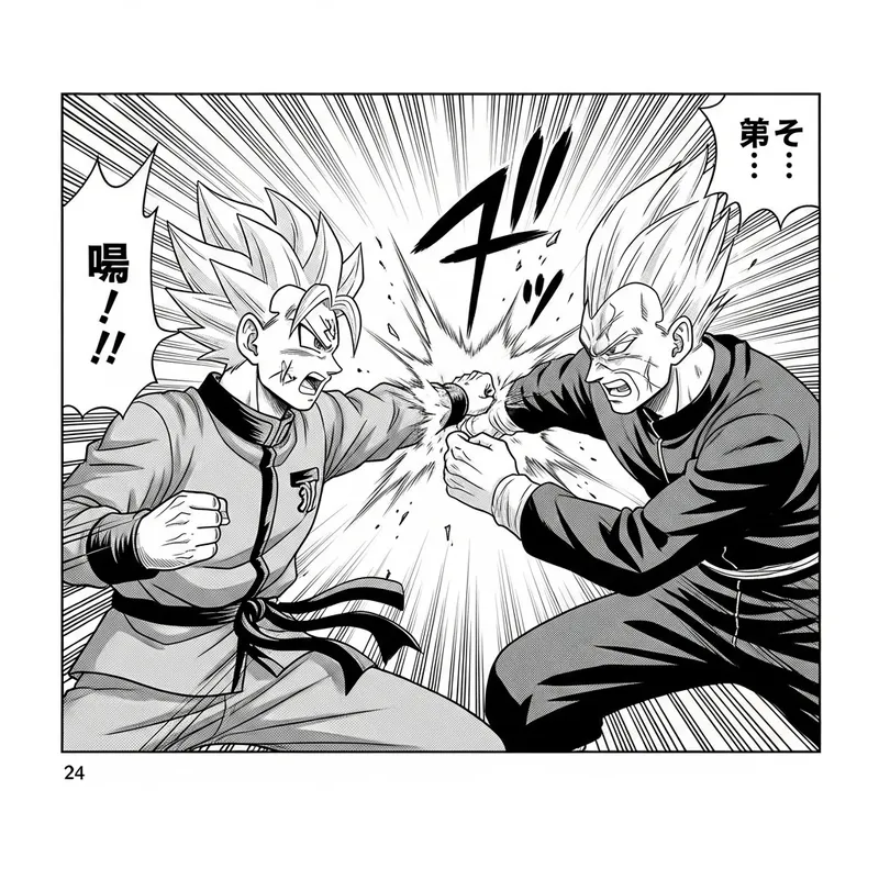 Epic Black-and-White Manga Battle: Goku vs. Vegeta