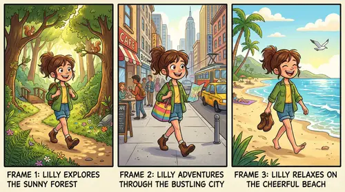Cartoon Character Adventures: Forest, City, Beach