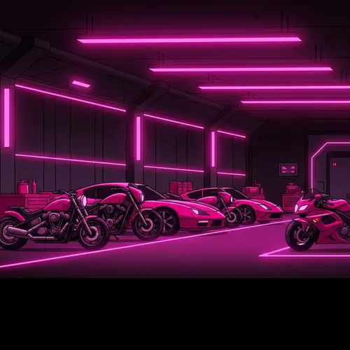 Futuristic Pink and Black Garage: Animated 2D Setting