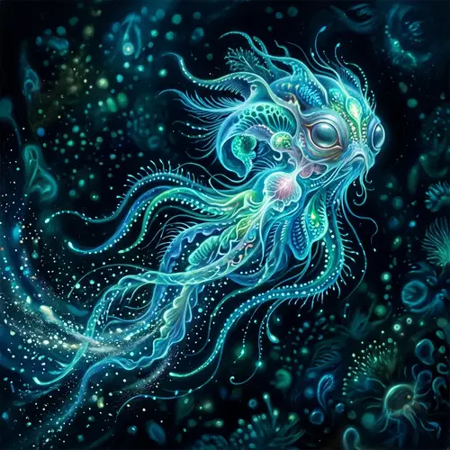 Mysterious Deep-Sea Creature Glowing in the Dark