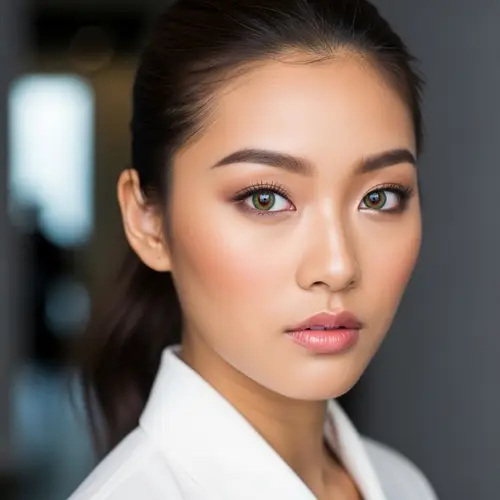 Asian Female Model with Ponytail Hairstyle | Engaging Headshot