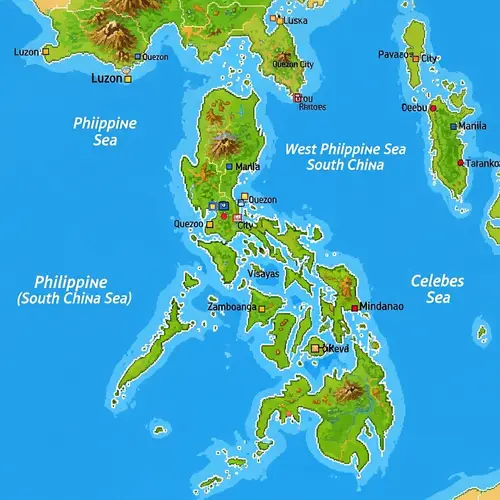 Pixel Art Style Map of the Philippines | Geographical Map