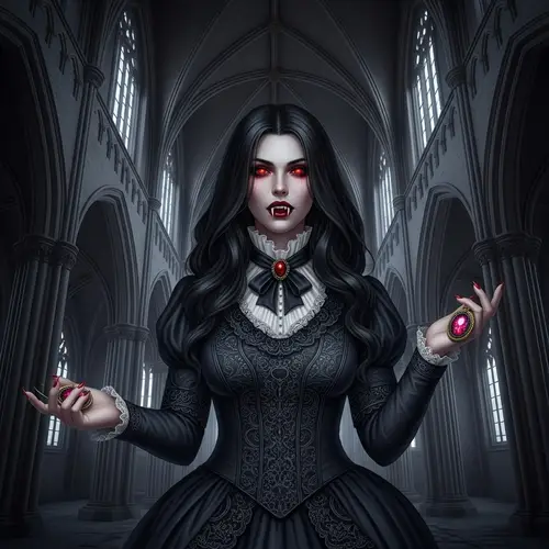 Ethereal Female Vampire in Gothic Style | Immortal Beauty