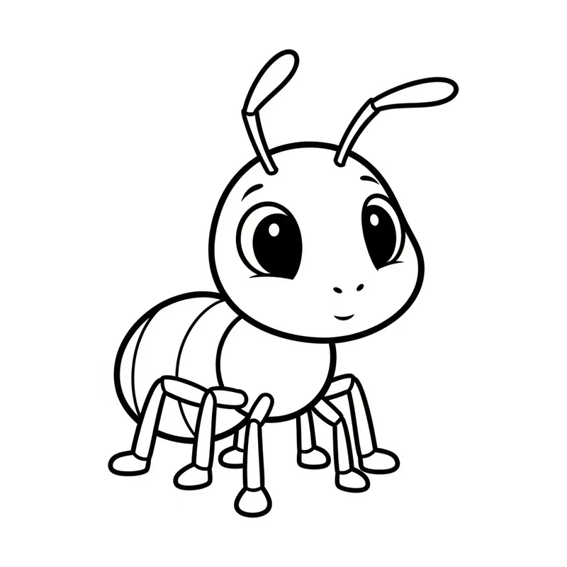 Cute Ant Coloring Page for Toddlers