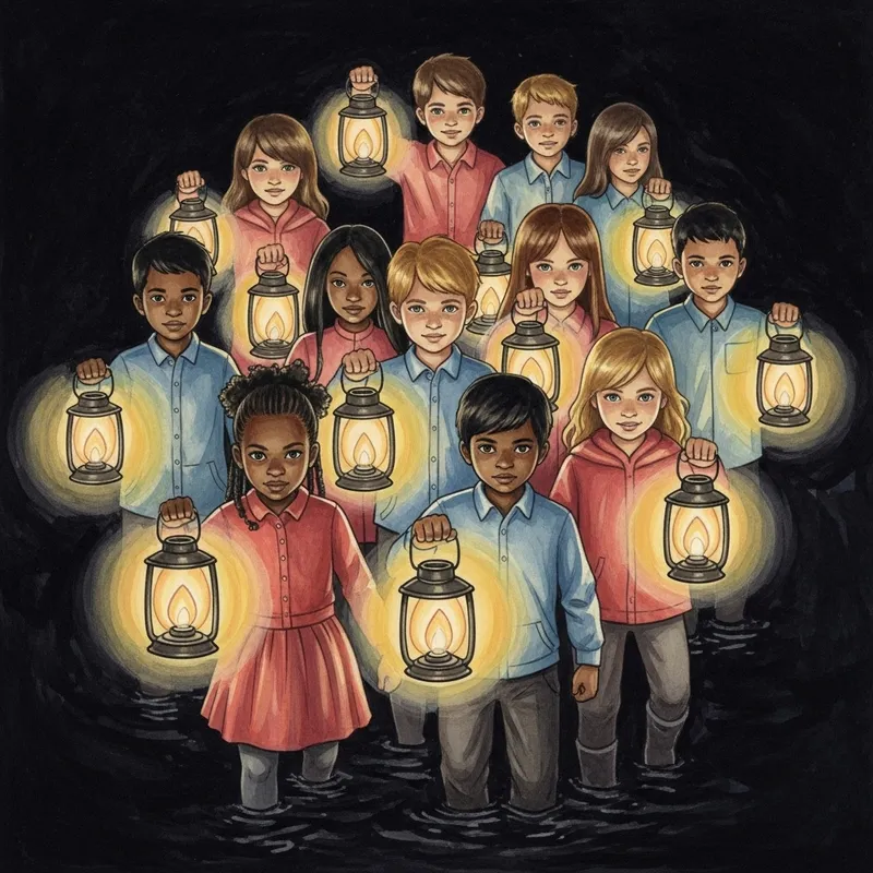 Child with Lantern: A Symbol of Faith in Darkness