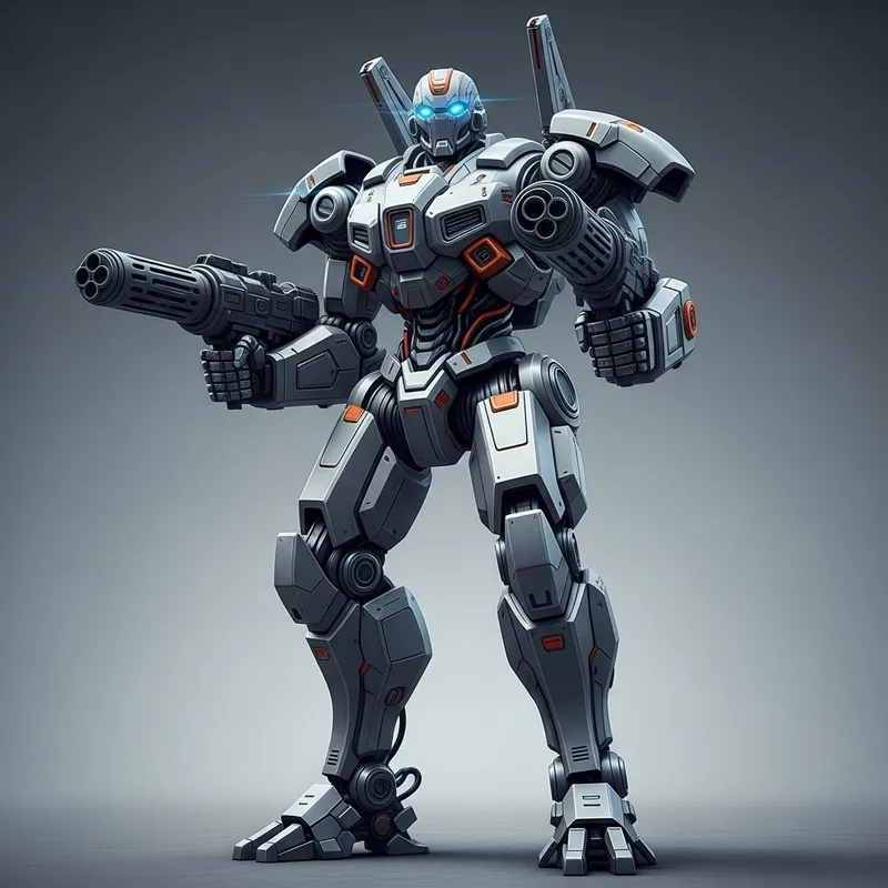 High Altitude Robot with Weapons - Futuristic Armament Tech