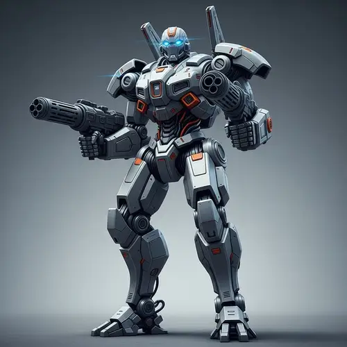 Advanced Weaponry Metallic Robot - Futuristic Tech Marvel