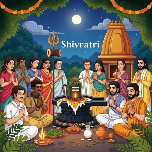 Shivratri Festival Celebration at Night | Hindu Devotees Praying