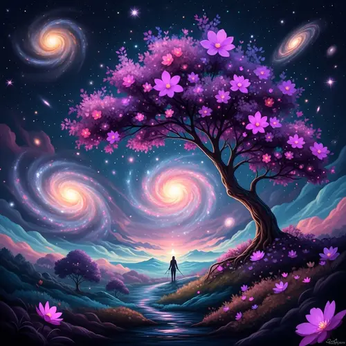Celestial Tree in Enchanted Realm | Nebulas & Galaxies